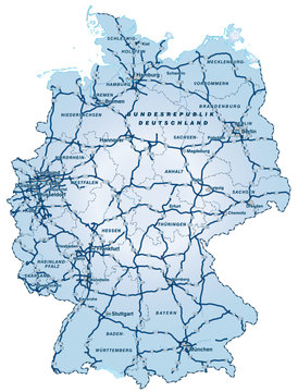 Deutschland mit Autobahnen ca 40cm x 52cm