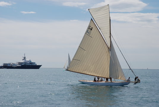 classic wood sailing yacht