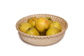 basket of apples on a white background
