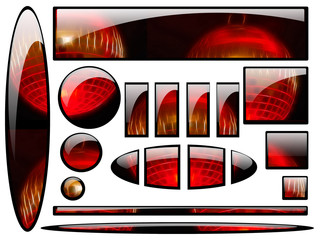 Obraz premium Red ball glossy set for web. clipping path included.