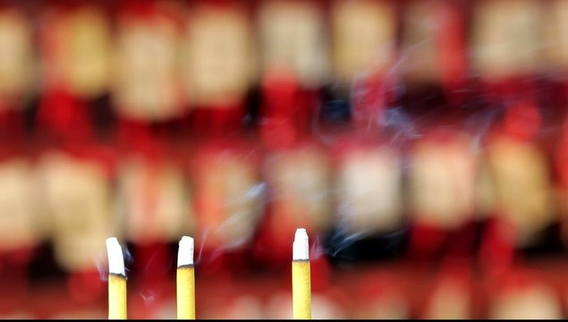 Incense sticks at a temple in Shanghai, China