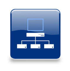 Button Netzwerk blau