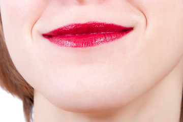 Obraz premium Woman with lips with red lipstick