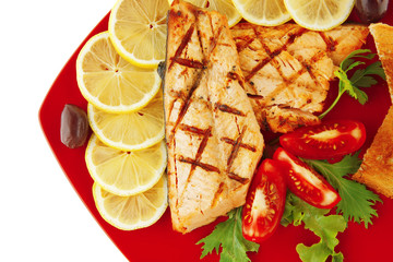grilled salmon and vegetables
