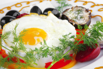 fried egg on white plate