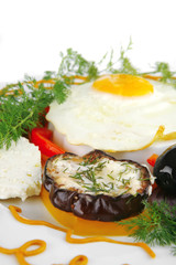 fried egg served on white plate