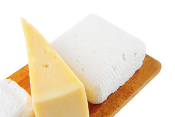 soft delicacy cheeses on board