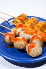 Wet ball grill skewers.