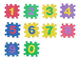 Number blocks from 0 to 9 isolated on white background