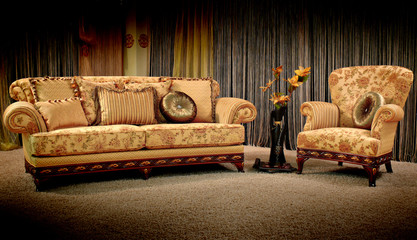 Vintage sofa and armchair