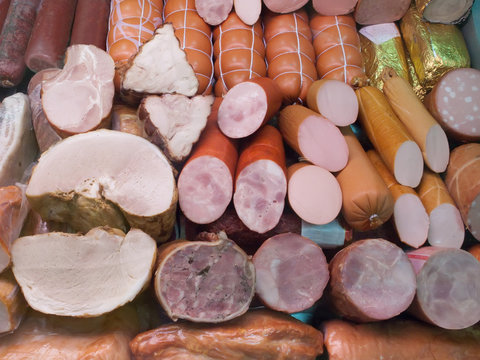 Meat on shopwindow