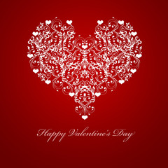Happy Valentines Day Embossed Leaf Vine Hearts Motif