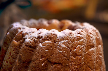 Top view of kugelhopf, kougelhopf, gugelhupf, cake