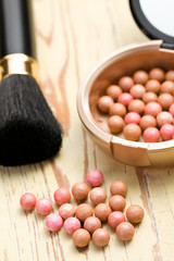 bronzing pearls and makeup brush