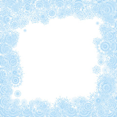 Christmas background with blue snowflakes, vector