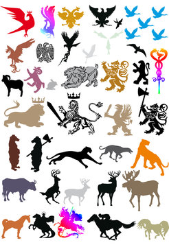 isolated heraldic animals collection