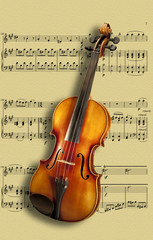 Fototapeta na wymiar Violin on sheet music