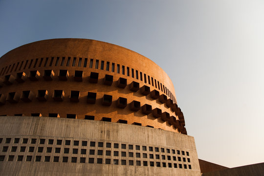 Modern circular library building in Monterrey