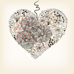 floral heart with hand drawn flowers - 28285714