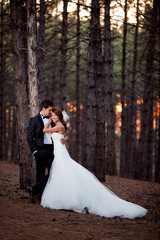 wedding couple happy together at the forest