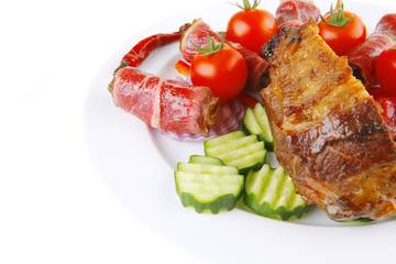 meat rolls and chunk on white