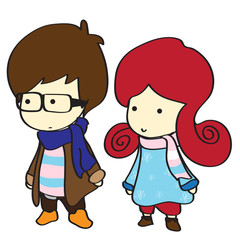 cute boy and girl in winter style fashion