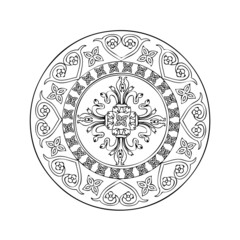 tribal Rund Ornamente Blumen