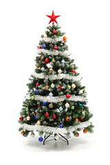 Colorful decorated artificial Christmas tree