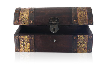 Wooden chest ajar