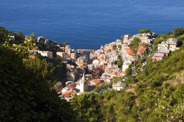 Sight from above at Riomaggiore, Cinque terre, Italia