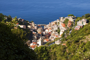 Fototapeta na wymiar Widok z góry na Riomaggiore, Cinque Terre, Włochy