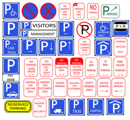 Several parking signs