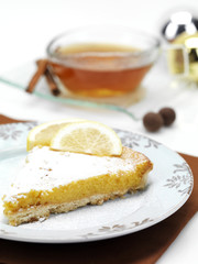 lemon pie and christmas decoration