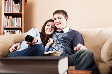 Couple watching television