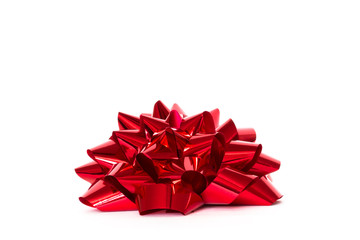 shiny red gift bow