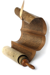Ancient antique scroll on white background, Israel