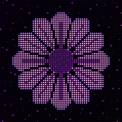 Cercles muraux Pixels Conception de fleurs à LED