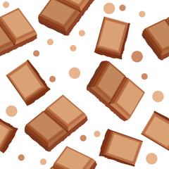 Pieces of milk and dark chocolate on seamless background