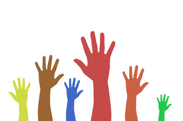 Hands volunteering or voting