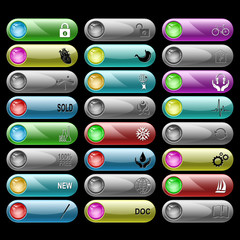 Vector set of internet buttons. 24 elements.