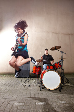 Bandprobe im Hinterhof