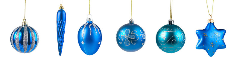 Set of blue Christmas balls