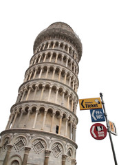 The signs support The leaning tower of Pisa