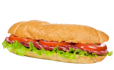 sandwich with salami and vegetables