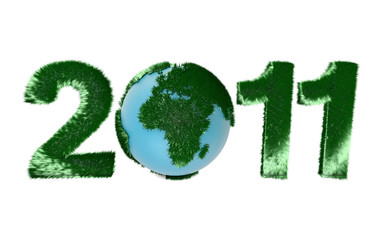 Numbers with Earth in green grass