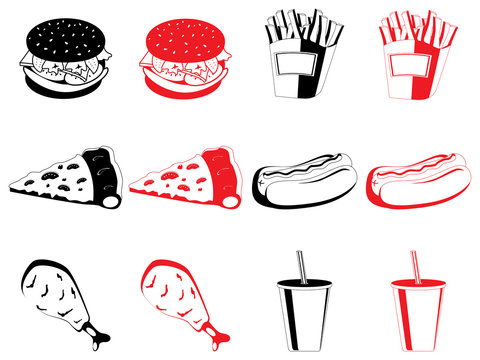Fast food icons vector