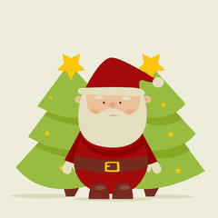 Retro cartoon santa, vector illustration