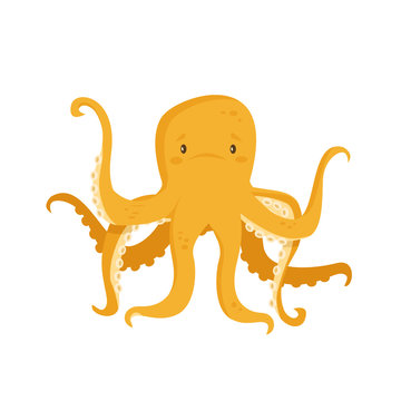 Cartoon octopus character , vector illsutration