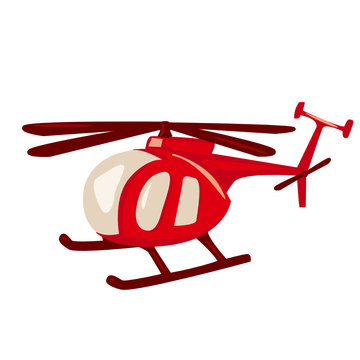 Cartoon style red helicopter vector illustration