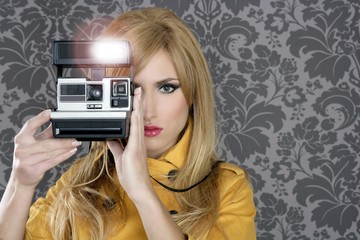 fashion photographer retro camera reporter woman